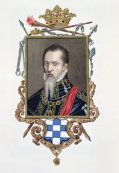 Portrét Ferdinanda Alvareze de Toledo vévody z Alvy z „Memoárů dvora královny Alžběty“, vydaného v roce 1825 (wc a kvaš na papíře)